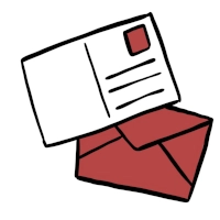 Zeichnung einer Postkarte